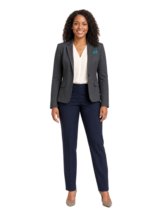 An operations professional stands confidently between industry pathways.