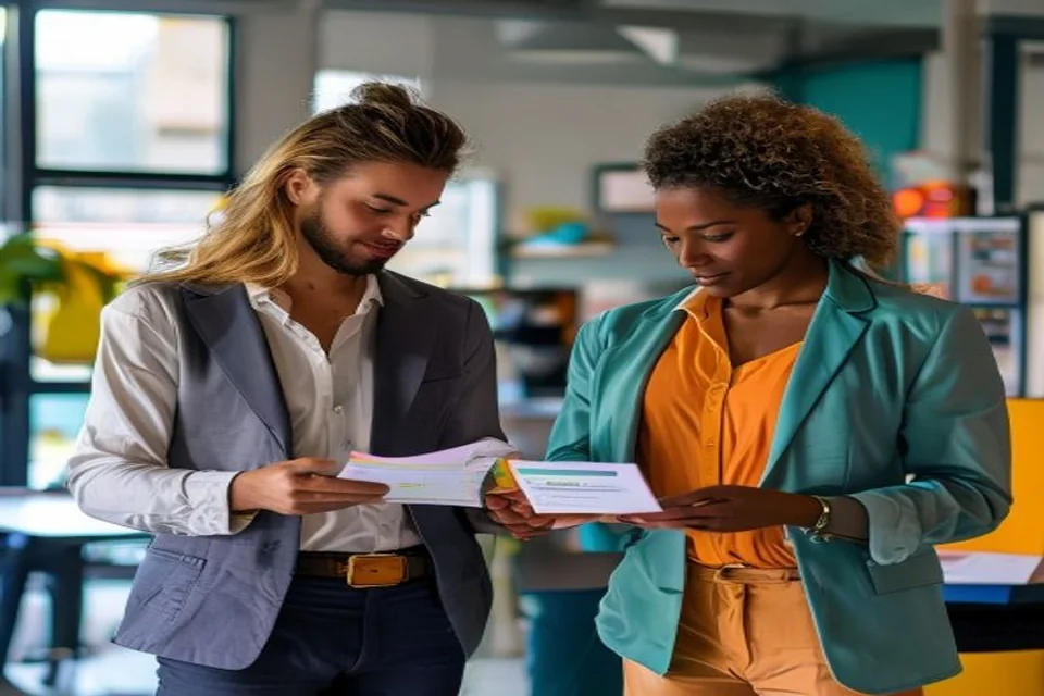 Two colleagues review the scope and assumptions for a remote role.