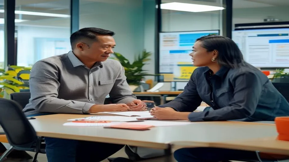 A manager walks a remote colleague through a documented handoff.